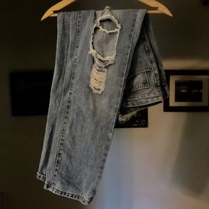 ripped straight leg jeans